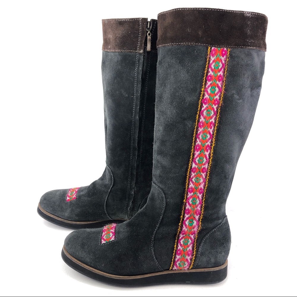 Inca Gray Leather Zip Tall Boots 8 - Picture 2 of 13